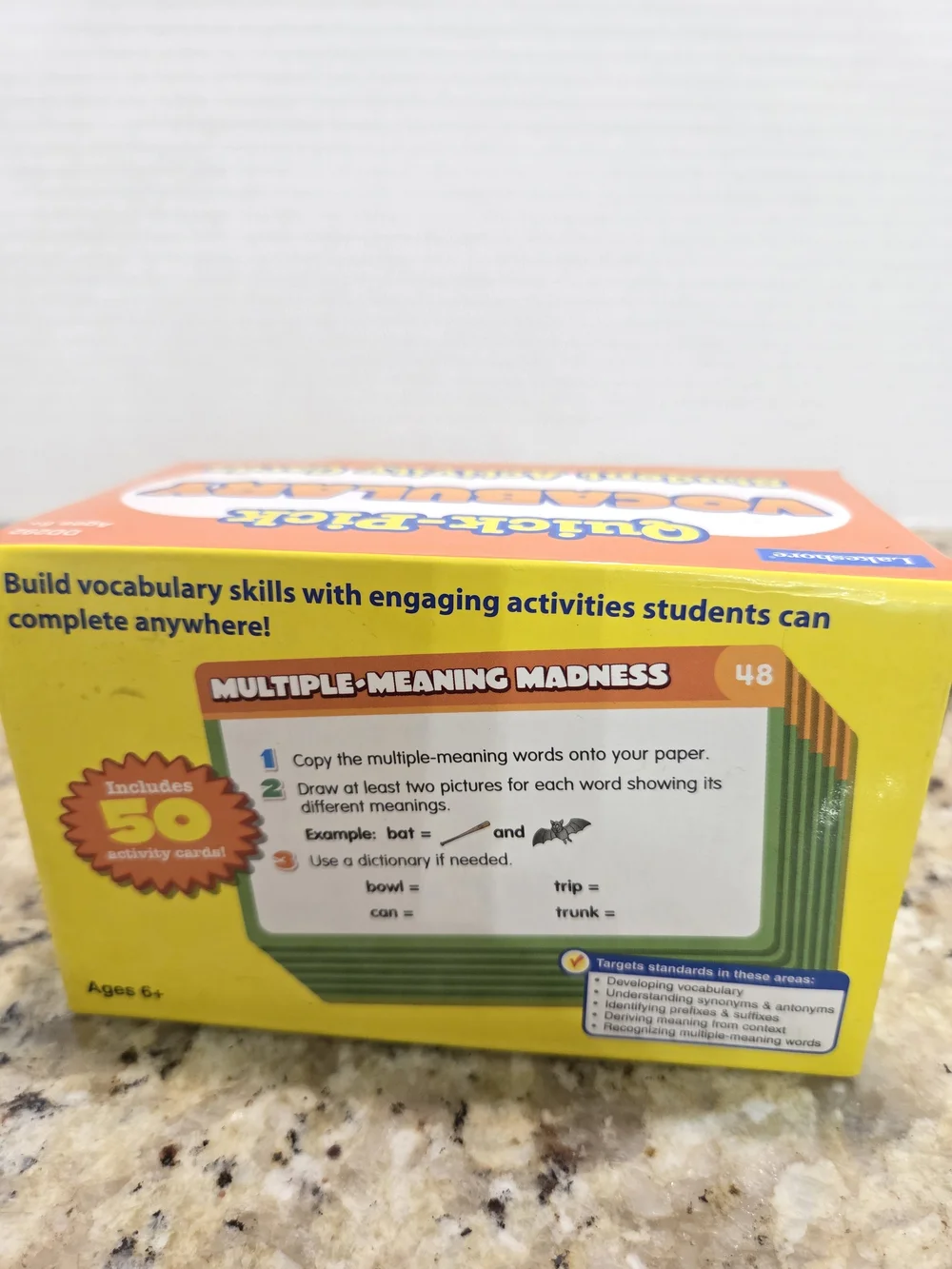 Lakeshore Quick Pick Vocabulary Student Activity Cards DD292 50 Cards Ages 6+
